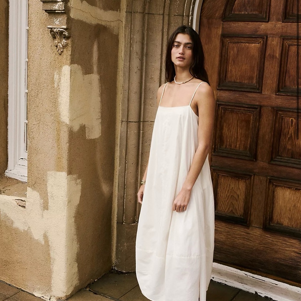 Free People White Cream Maxi Slip Dress